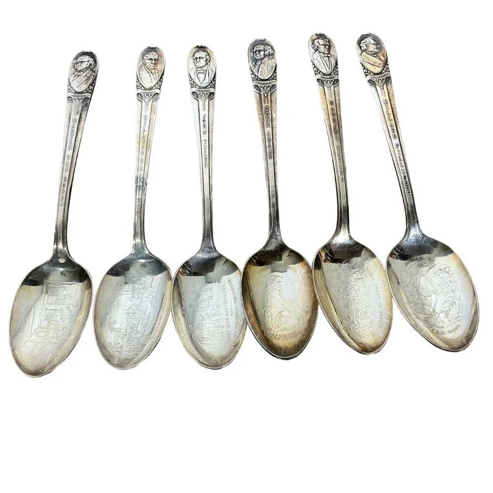 Vintage WM Rogers Presidential Spoon Series‎ Lot of 7 US History Silverplate
